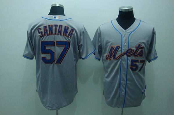 Mets #57 Johan Santana Stitched Grey MLB Jersey