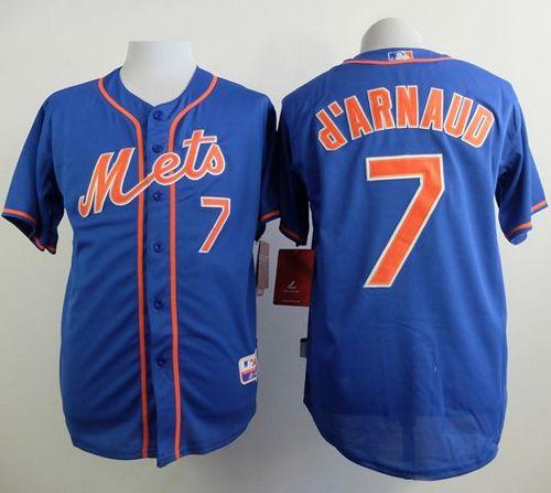 Mets #7 Travis d'Arnaud Blue Alternate Home Cool Base Stitched MLB Jersey