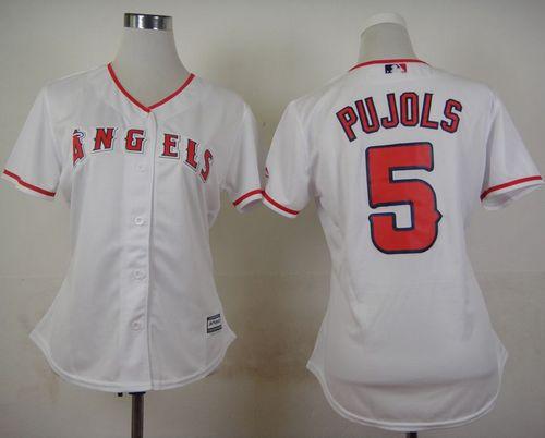 Angels of Anaheim #5 Albert Pujols White Women's Fashion Stitched MLB Jersey