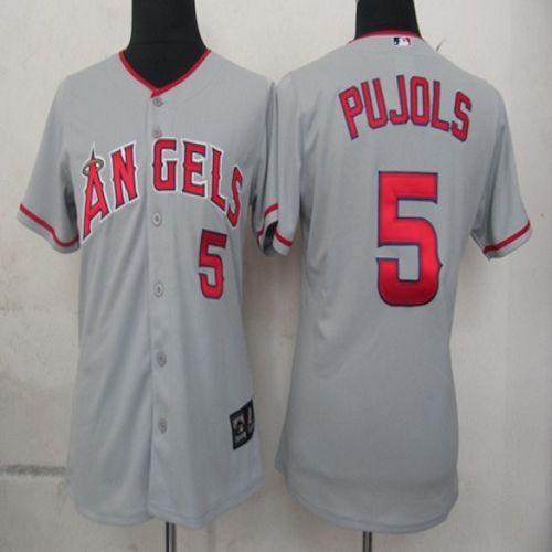 Angels of Anaheim #5 Albert Pujols Grey Women's Fashion Stitched MLB Jersey