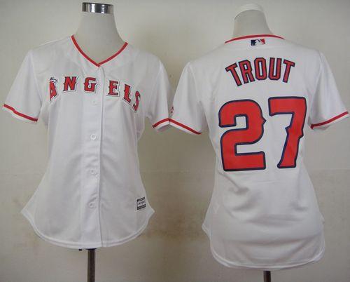 Angels #27 Mike Trout White Home Women's Stitched MLB Jersey