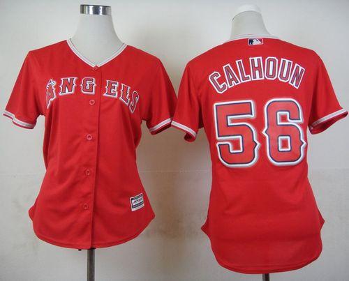 Angels #56 Kole Calhoun Red Alternate Women's Stitched MLB Jersey