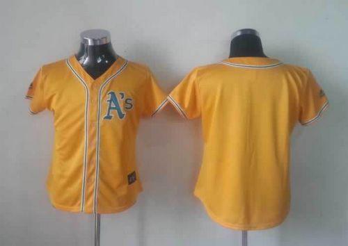 Athletics Blank Yellow Alternate Cool Base Women's Stitched MLB Jersey