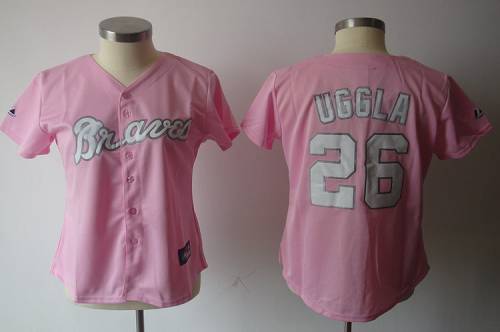 Braves #26 Dan Uggla Pink Women's Fashion Stitched MLB Jersey