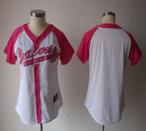 Braves Blank White/Pink Women's Splash Fashion Stitched MLB Jersey