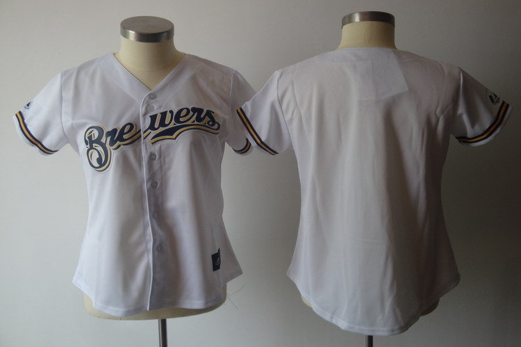 Brewers Blank White Women's Fashion Stitched MLB Jersey