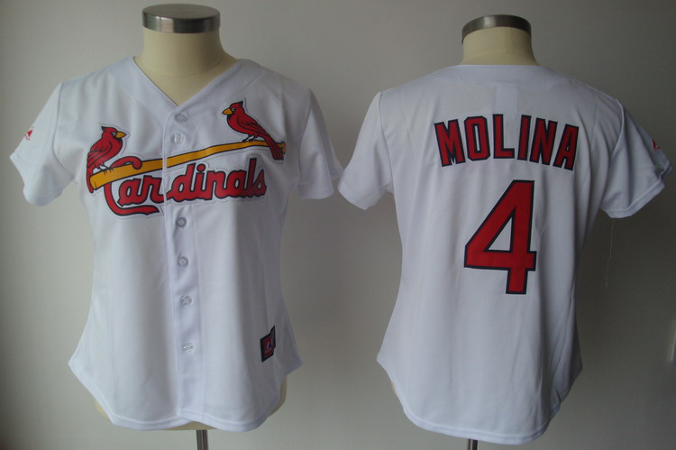 Cardinals #4 Yadier Molina White Women's Fashion Stitched MLB Jersey