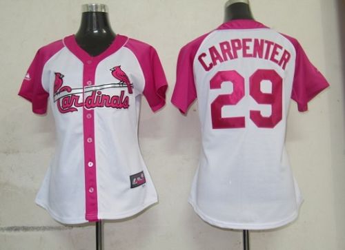 Cardinals #29 Chris Carpenter White/Pink Women's Splash Fashion Stitched MLB Jersey