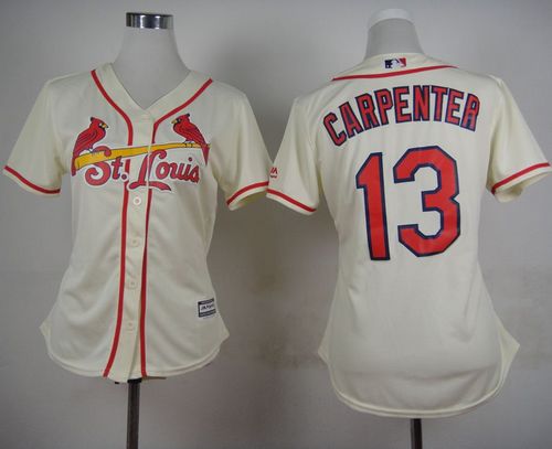 Cardinals #13 Matt Carpenter Cream Alternate Women's Stitched MLB Jersey