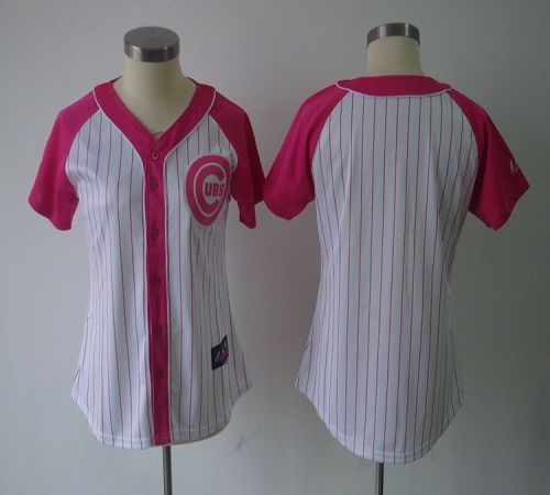 Cubs Blank White/Pink Women's Splash Fashion Stitched MLB Jersey