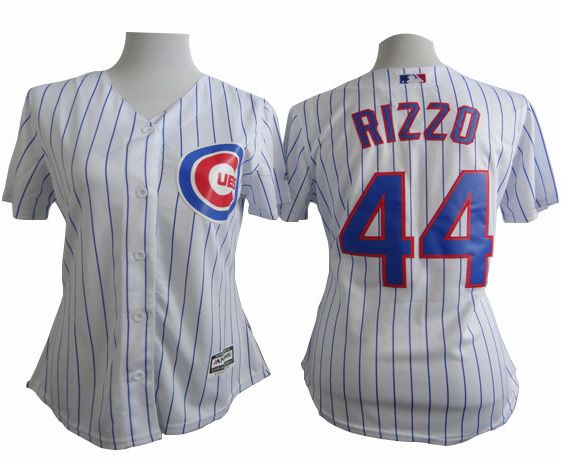 Cubs #44 Anthony Rizzo White(Blue Strip) Women's Fashion Stitched MLB Jersey