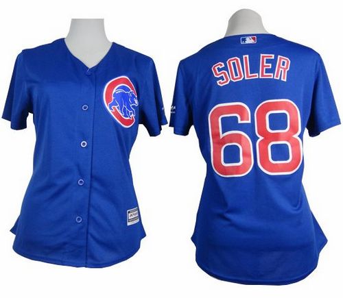 Cubs #68 Jorge Soler Blue Alternate Women's Stitched MLB Jersey