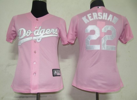 Dodgers #22 Clayton Kershaw Pink Lady Fashion Stitched MLB Jersey