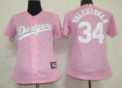 Dodgers #34 Fernando Valenzuela Pink Lady Fashion Stitched MLB Jersey