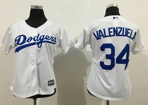 Dodgers #34 Fernando Valenzuela White Lady Fashion Stitched MLB Jersey