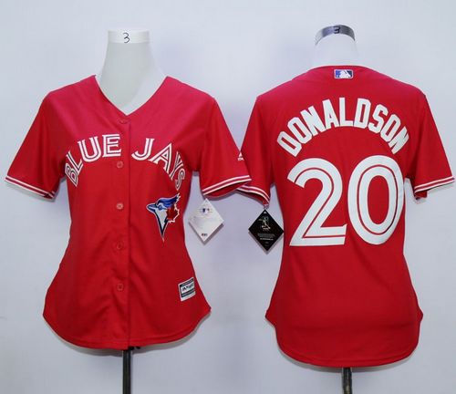 Blue Jays #20 Josh Donaldson Red Canada Day Women's Stitched MLB Jersey
