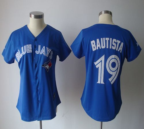Blue Jays #19 Jose Bautista Blue Women's Fashion Stitched MLB Jersey