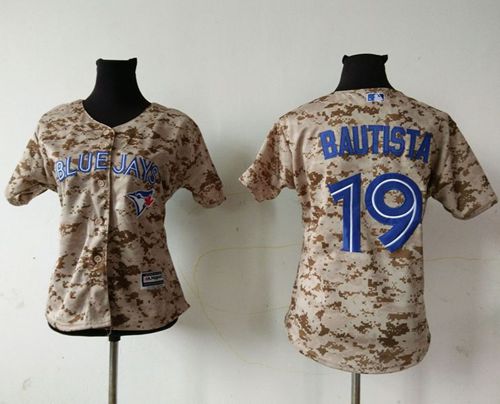 Blue Jays #19 Jose Bautista Camo Women's Fashion Stitched MLB Jersey