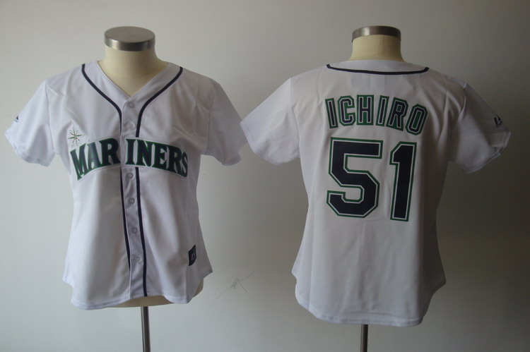 Mariners #51 Ichiro Suzuki White Women's Fashion Stitched MLB Jersey