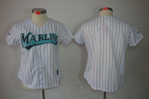 Marlins Blank White Women's Fashion Stitched MLB Jersey