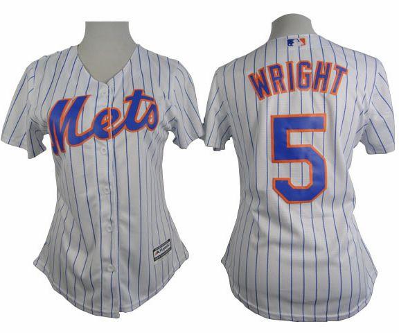 Mets #5 David Wright White(Blue Strip) Women's Home Stitched MLB Jersey