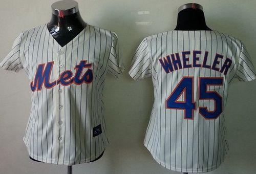 Mets #45 Zack Wheeler Cream(Blue Strip) Women's Fashion Stitched MLB Jersey