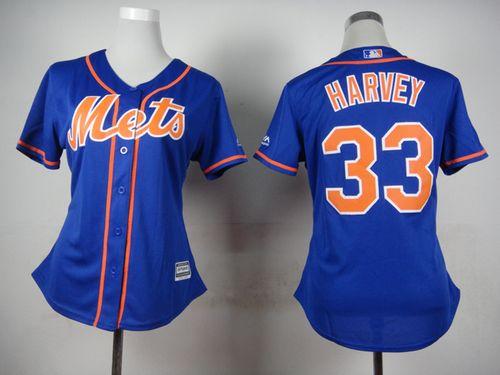 Mets #33 Matt Harvey Blue Alternate Women's Stitched MLB Jersey