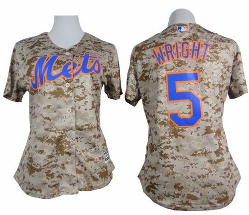 Mets #5 David Wright Camo Women's Fashion Stitched MLB Jersey