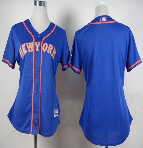 Mets Blank Blue Alternate Road Women's Stitched MLB Jersey