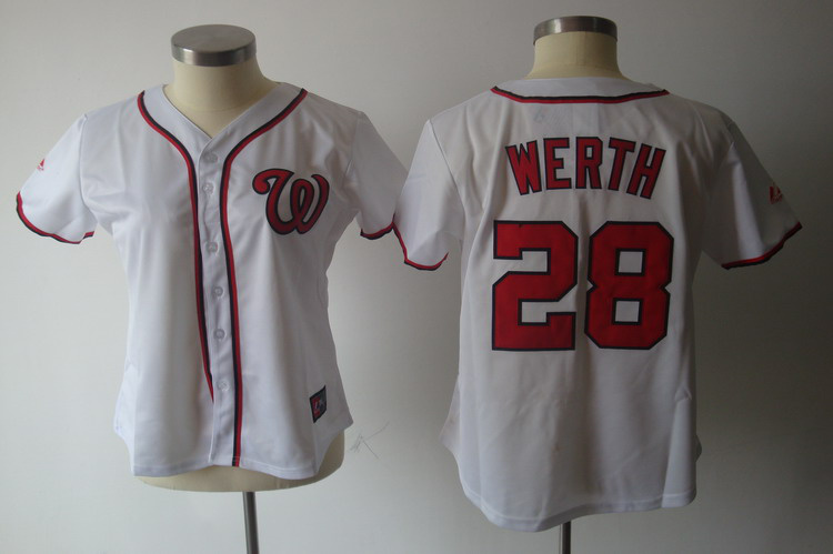 Nationals #28 Jayson Werth White Women's Fashion Stitched MLB Jersey