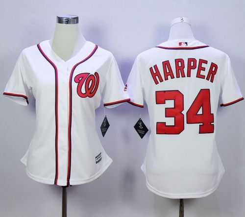 Nationals #34 Bryce Harper White Women's Fashion Stitched MLB Jersey