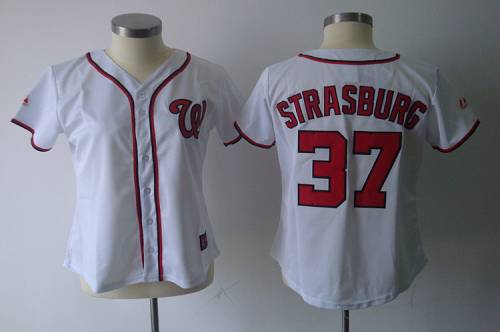 Nationals #37 Stephen Strasburg White Women's Fashion Stitched MLB Jersey