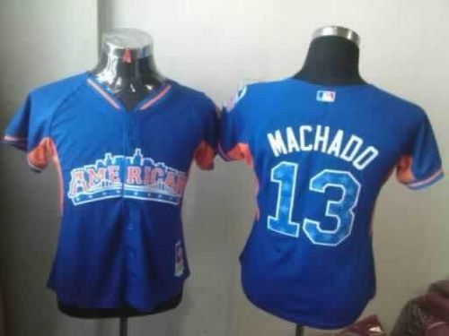 Orioles #13 Manny Machado Blue 2013 All Star Women's Stitched MLB Jersey