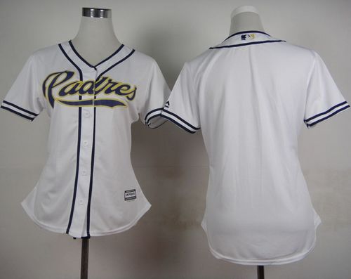 Padres Blank White Women's Home Stitched MLB Jersey
