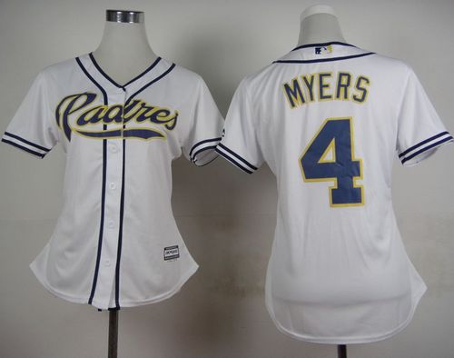 Padres #4 Wil Myers White Home Women's Stitched MLB Jersey