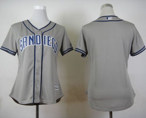 Padres Blank Grey Road Women's Stitched MLB Jersey