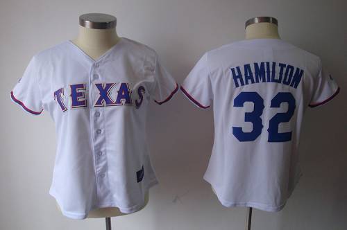 Rangers #32 Josh Hamilton White Women's Fashion Stitched MLB Jersey