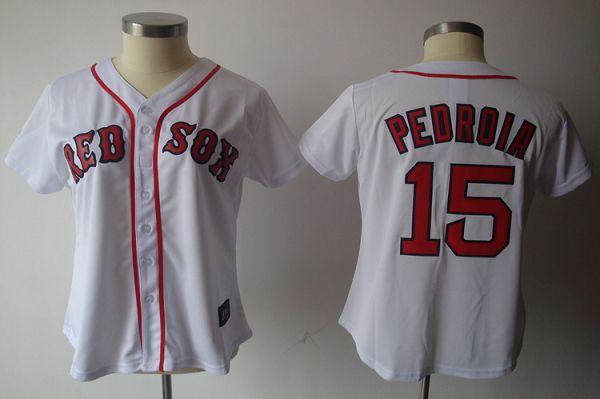 Red Sox #15 Dustin Pedroia White Women's Fashion Stitched MLB Jersey