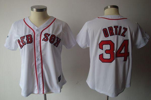 Red Sox #34 David Ortiz White Women's Fashion Stitched MLB Jersey