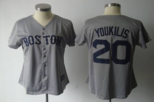 Red Sox #20 Kevin Youkilis Grey Women's Fashion Stitched MLB Jersey