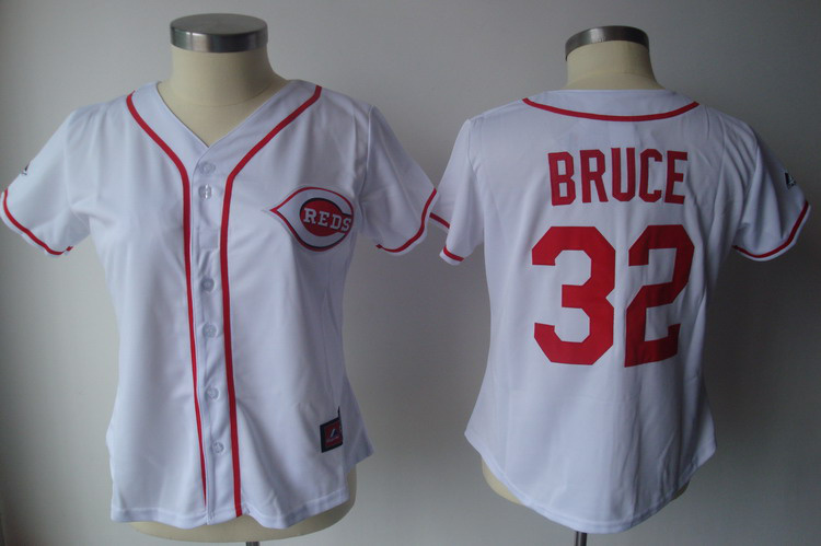 Reds #32 Jay Bruce White Women's Fashion Stitched MLB Jersey