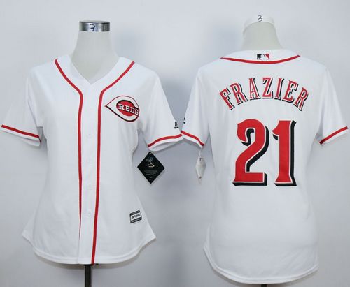 Reds #21 Todd Frazier White Home Women's Stitched MLB Jersey