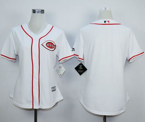 Reds Blank White Home Women's Stitched MLB Jersey