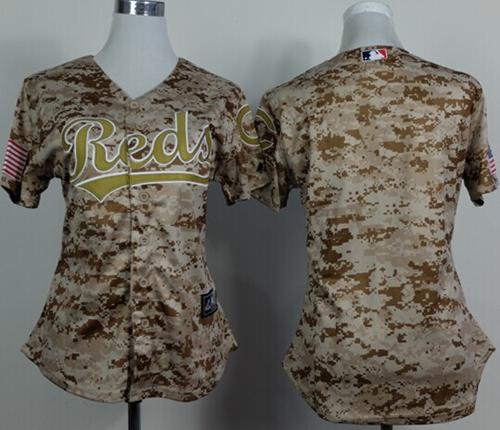 Reds Blank Camo Women's Alternate Cool Base Stitched MLB Jersey