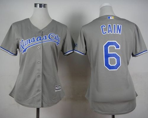 Royals #6 Lorenzo Cain Grey Road Women's Stitched MLB Jersey