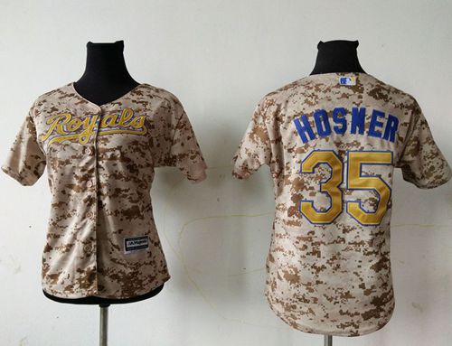 Royals #35 Eric Hosmer Camo Women's Fashion Stitched MLB Jersey