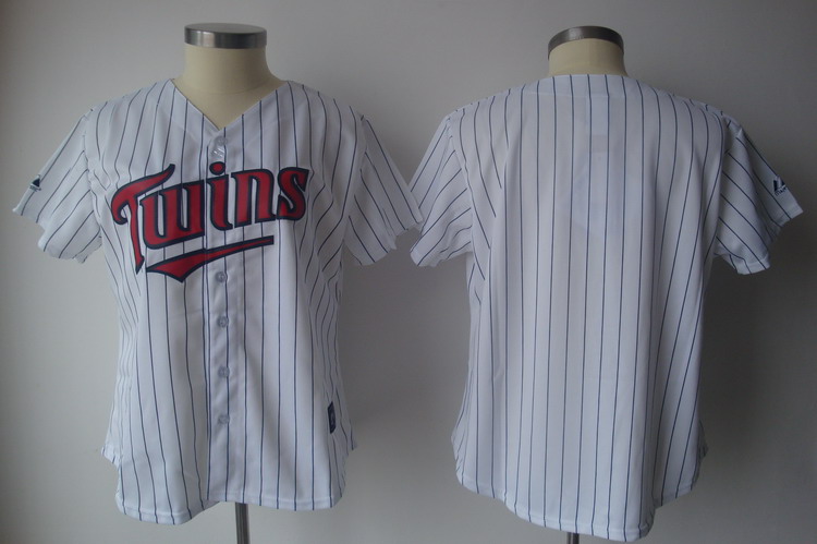 Twins Blank White With Blue Strip Lady Fashion Stitched MLB Jersey