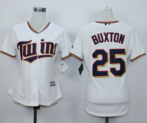 Twins #25 Byron Buxton White Home Women's Stitched MLB Jersey