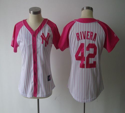 Yankees #42 Mariano Rivera White/Pink Women's Splash Fashion Stitched MLB Jersey