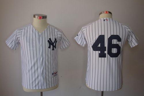 Yankees #46 Andy Pettitte Stitched White Youth MLB Jersey